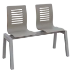 CARMEN PLUS 2, dřevěná lavice do čekárny, 2-sedák, šedá, kostra stříbrná